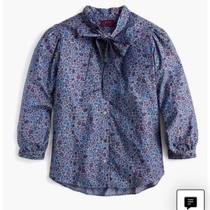 J.Crew Tie Neck Blouse in Liberty Colombo Chambray size Large